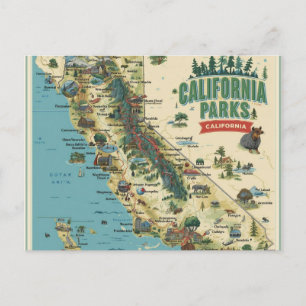 Illustration vintage de carte des parcs de Califor