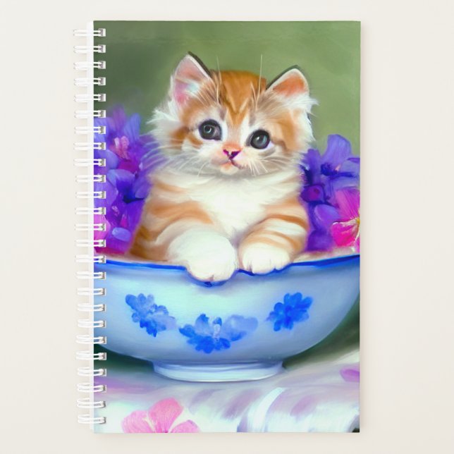 Illustration vintage de chaton orange et blanc (Devant)