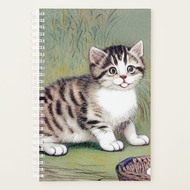 Illustration vintage de chaton rayé (Devant)