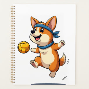 Illustration Vintage de Corgi jouant au Volleyball