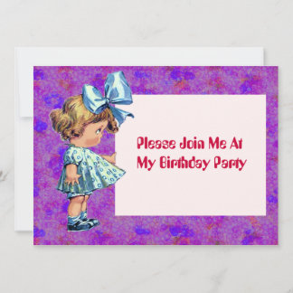 Illustration vintage de petite fille - invitation