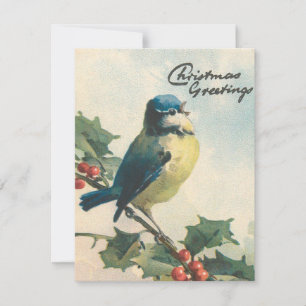 Illustration vintage d'oiseau carte de Noël d'hive