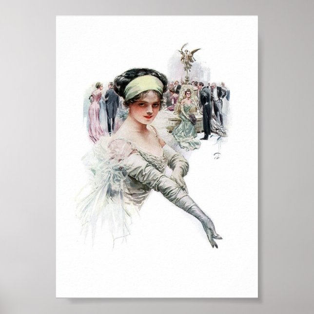 Illustration vintage d'une affiche féminine (Devant)