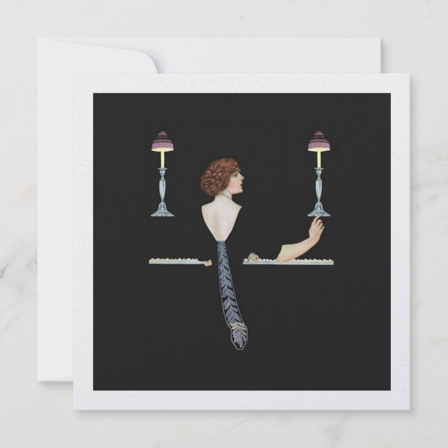 Illustration vintage Fille Jouer Piano (Devant)