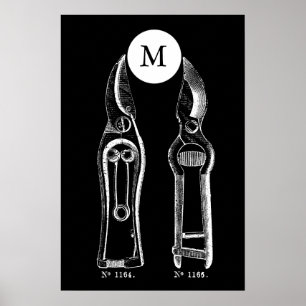 ILLUSTRATION vintage Pruning Monogramme B Poster