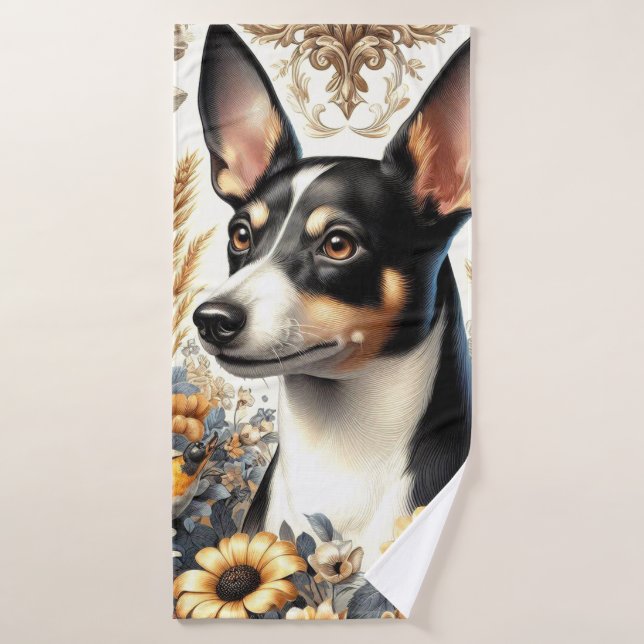 Illustration vintage Rat Terrier (Serviette de bain)