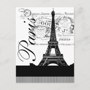 Illustration Vintage Tour Eiffel Paris Invitation