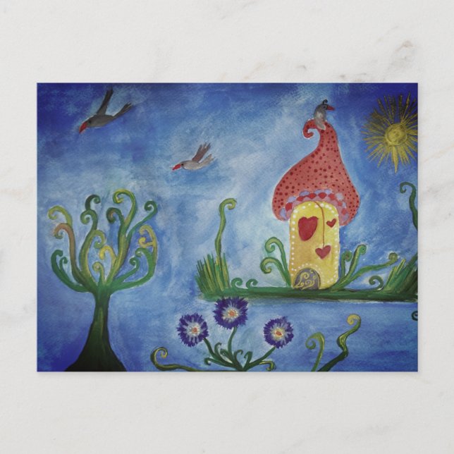 Illustration Whimsical enfant Love House Carte pos (Devant)