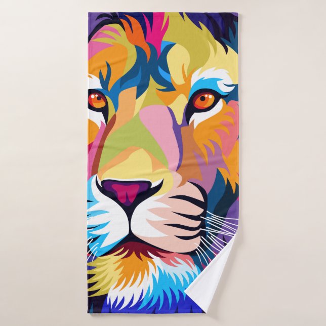 illustrations colorées, lion, design simple - vi (Serviette de bain)