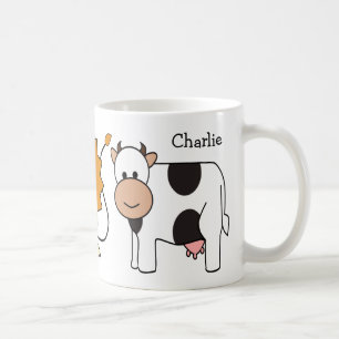 Illustrations d'animaux nom personnalisé tasses d'