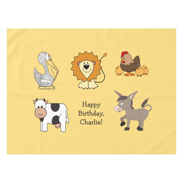 Illustrations d'animaux texte personnalisé nappe p (Devant (Horizontal))