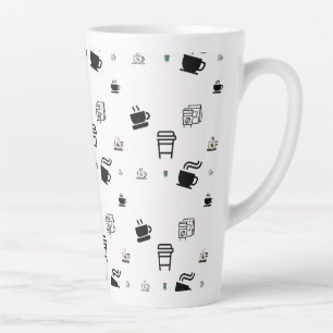 Illustrations de latte de café dans une tasse noir