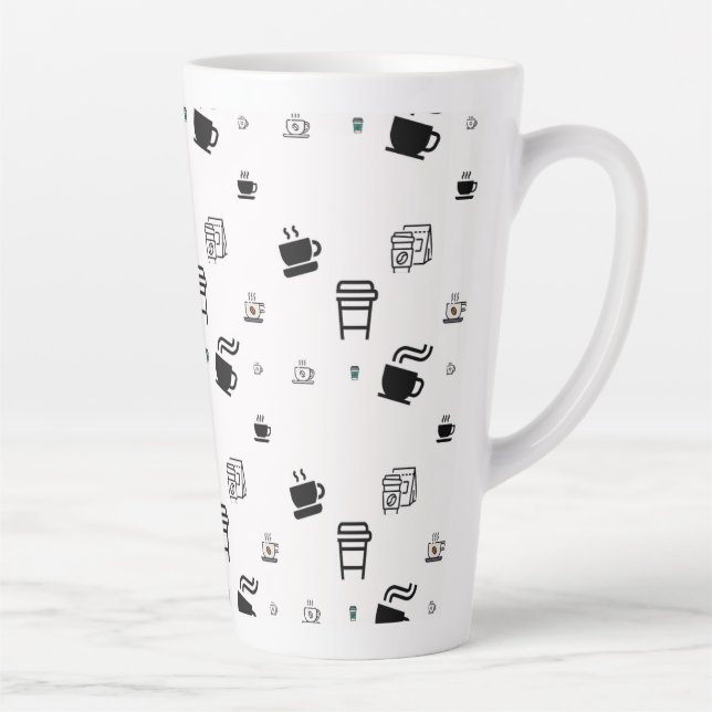 Illustrations de latte de café dans une tasse noir (Droite)