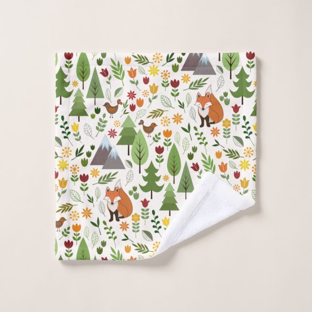 Illustrations de style scandinave sur Motif crème (Gant de toilette)