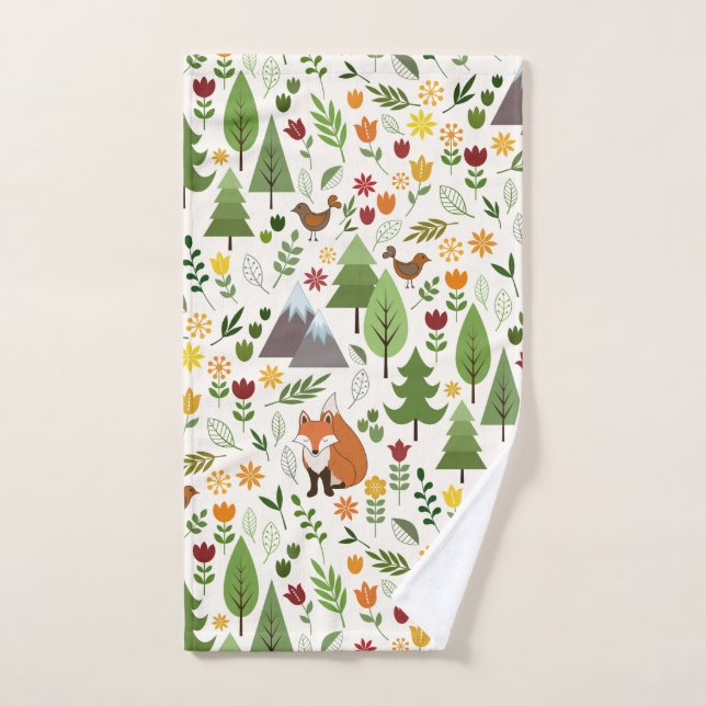 Illustrations de style scandinave sur Motif crème (Serviette à main)