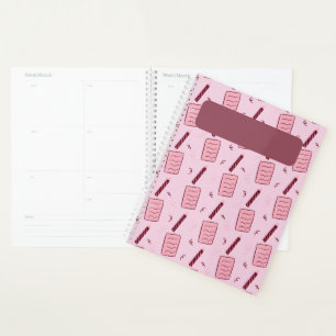 Illustré Crayon et Motif Papier de Note Rose Jou