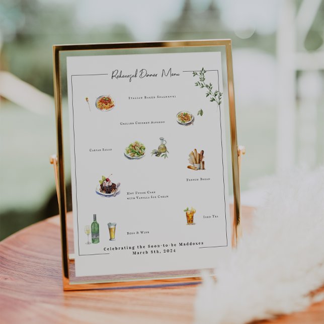 Illustré sur mesure | Affiche de menu de mariage (Créateur téléchargé)