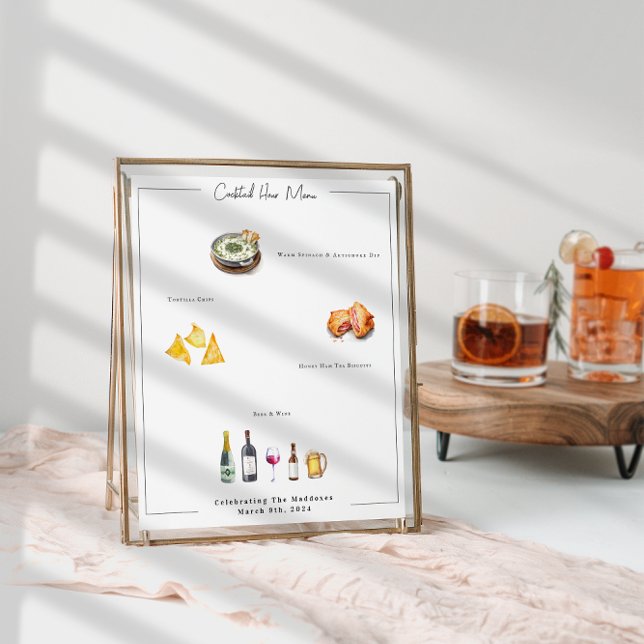 Illustré sur mesure | Affiche de menu de mariage (Créateur téléchargé)