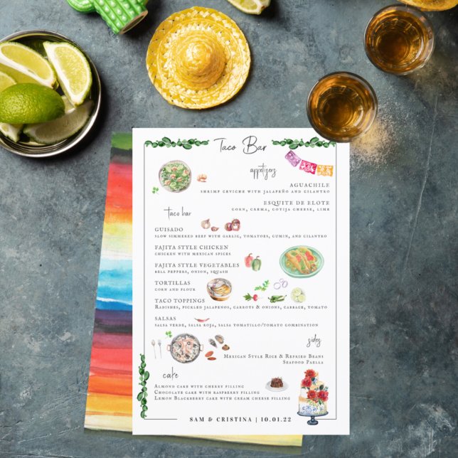 Illustré sur mesure | Menu de mariage de bar à tac (Créateur téléchargé)