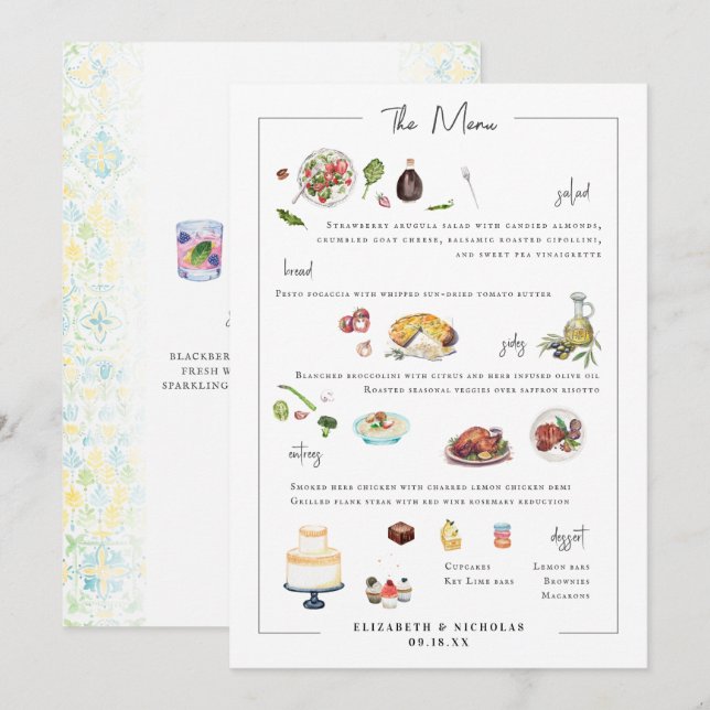 Illustré sur mesure | Menu Mariage (Devant / Derrière)