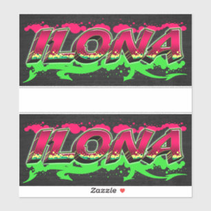 Ilona Prénom Nom Graffiti Autocollants