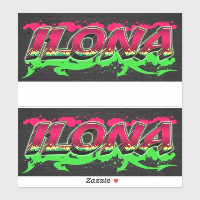 Ilona Prénom Nom Graffiti Autocollants (Feuille)