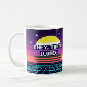 Ils, Eux, Mug Pixel Iconique de Fierté Non Binaire