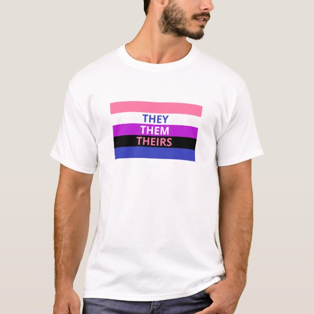 Ils/Eux Pronounouns Drapeau Genderfluide T-Shirt d (Devant)