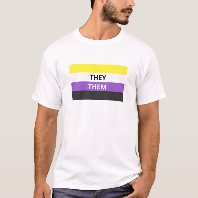 Ils/Eux Pronouns Drapeau Non Binaire T-Shirt de ba (Devant)