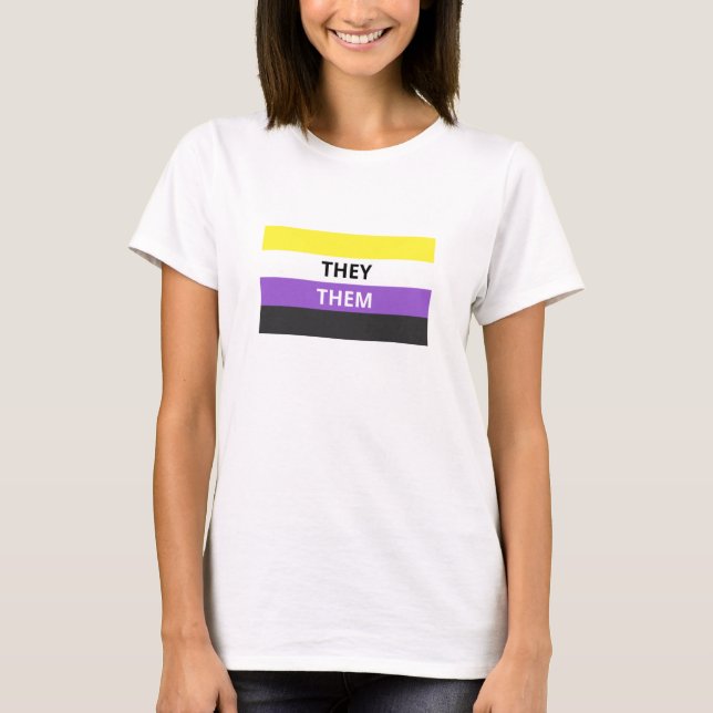 Ils/Eux Pronouns Non-Binary Flag T-Shirt de base (Devant)