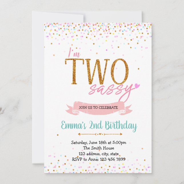 Im TWO sassy 2ème anniversaire thème invitation (Devant)
