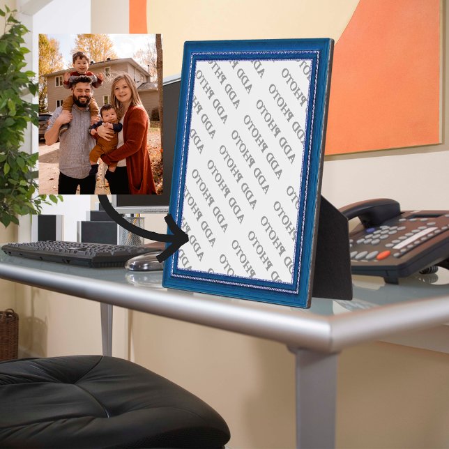 Image Cadre Bleu Ajouter Votre Plaque Photo (Blue Frame Image Add Your Photo Plaque)