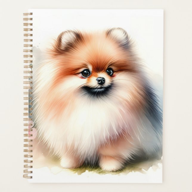 Image d'aquarelle mignonne Pomeranian (Devant)