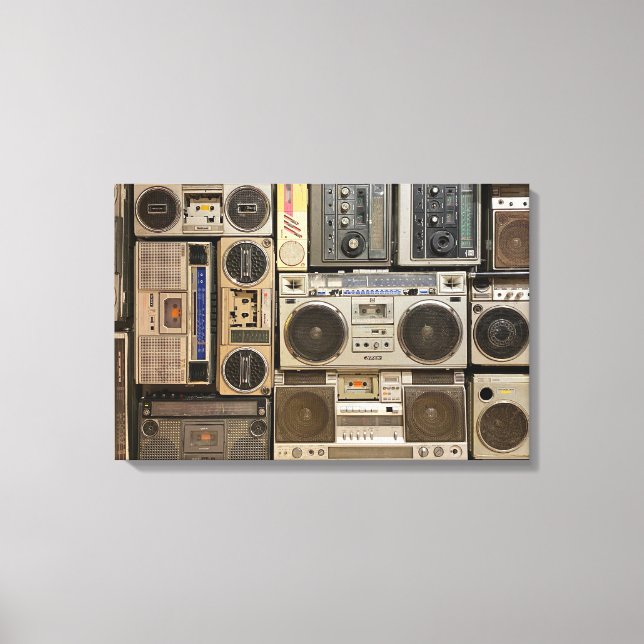 Image de boom boxes vintage rétro sur toile (Recto)