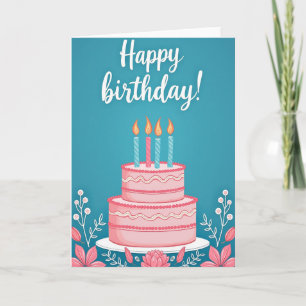 Image de carte d'anniversaire avec gâteau sucré