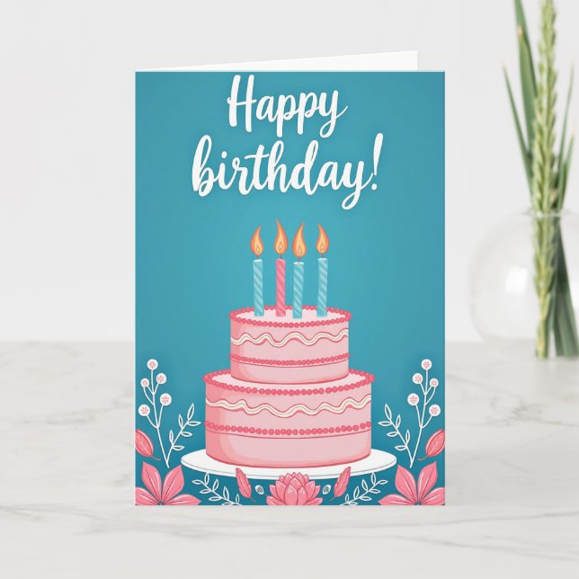 Image de carte d'anniversaire avec gâteau sucré (Devant)