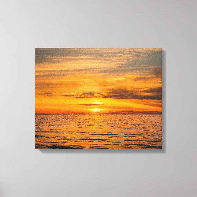 Image de coucher de soleil sur la plage sur toile (Recto)