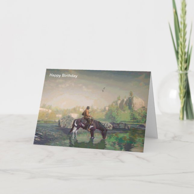 Image de Cowboy pour carte de voeux d'anniversaire (Devant)