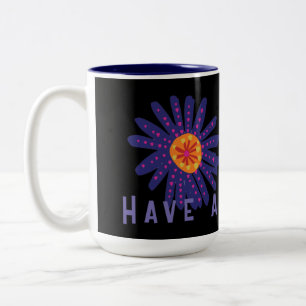 Image de fleur de texte Bonne journée Mug bicolore