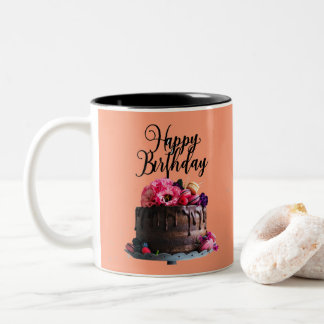 Image de gâteau d'anniversaire Mug de café à deux