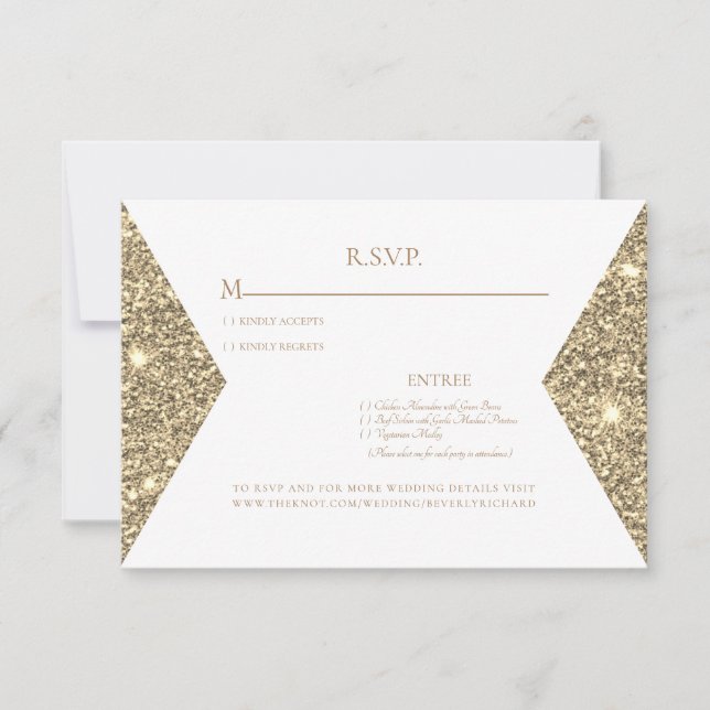 Image de paillettes dorées et RSVP de mariage mode (Devant)