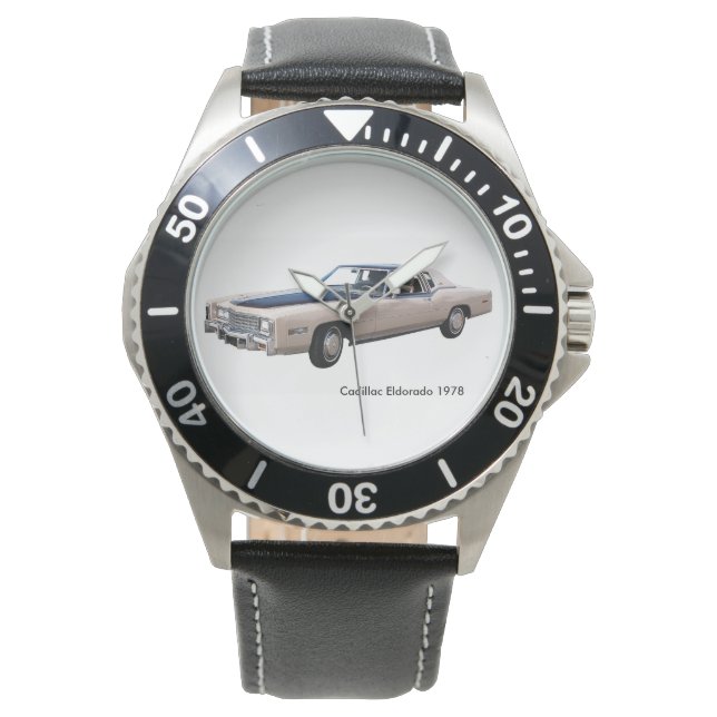 Image de voiture classique pour montre en cuir noi (devant)