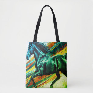 Image d'un étalon au galop sur un sac à provisions