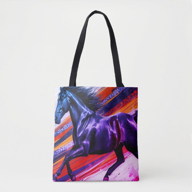 Image d'un étalon au galop sur un sac à provisions (Devant)