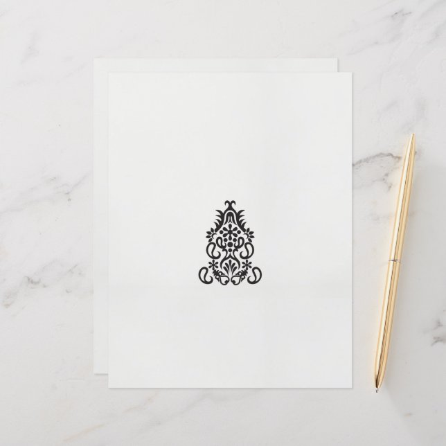 image en noir et blanc d'un design orné (Devant/Arrière en situation)