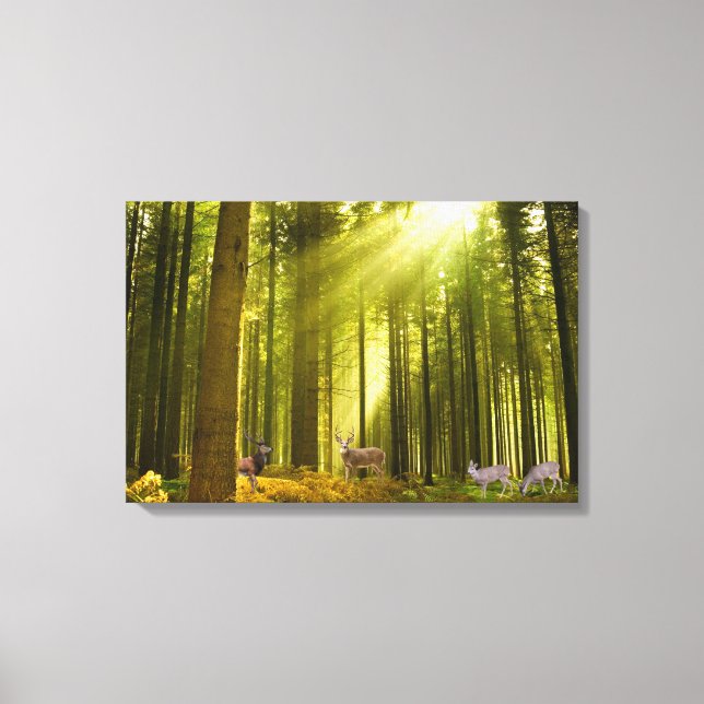 Image Forêt et cerf pour toile enveloppée Pr (Recto)