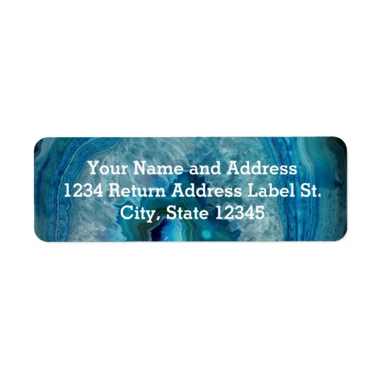 Image minérale de cristal d'agate de roche bleue étiquette d'adresse retour