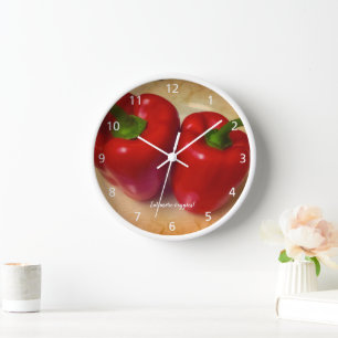 Image Perfect Rouge Poivrons Horloge murale