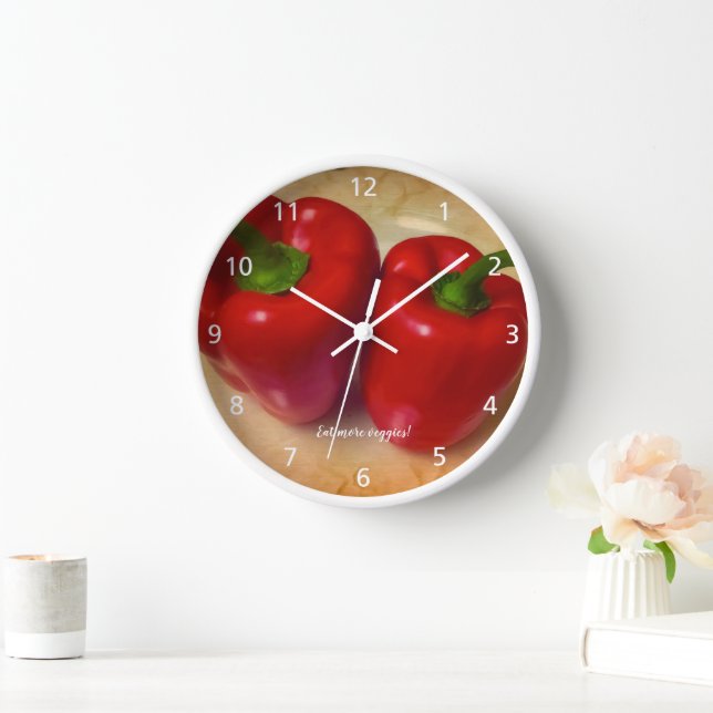 Image Perfect Rouge Poivrons Horloge murale (Maison)