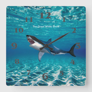 Image requin pour horloge murale Carré